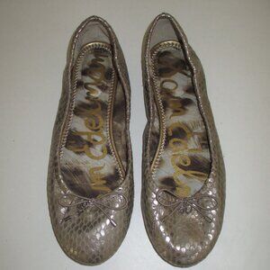 Sam Edelman "Felicia" Womens Bronze Faux Snakeskin Leather Ballet Flat-Size 6.5M